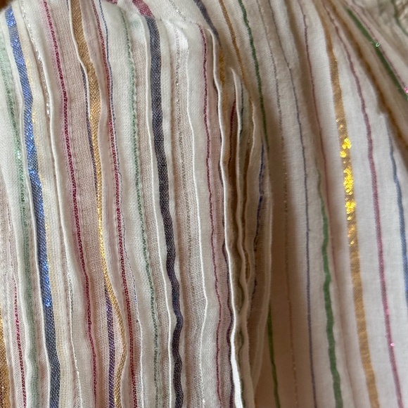 APIECE APART COTTON TOP WITH SPARKLE STRIPES AND RUFFLE SLEEVES - Picture 3 of 7